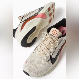 Cream and Black Sneakers with Breathable Knit Upper